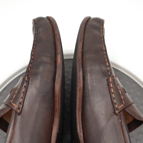 Santoni Mens Size 13 B Brown Leather Penny Loafers Made In Italy Vibram Sole main image 4